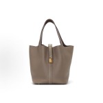 HERMES Picotin Lock 22 Gold Buckle vegetable basket Bucket Bag Handbag 22 Women\'s style 18 Etoupe Elephant Grey